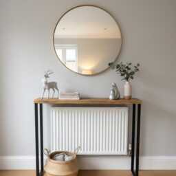 Minimalist Console Table With Open Shelf Design, Modern Slimline Radiator Cover - thumbnail 2