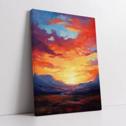 Bright & Colorful Sunset Style Abstract Oil Painting Wall Art, Framed Canvas Poster Print, Home Kitchen Office Room Decor, Gifts - thumbnail 2