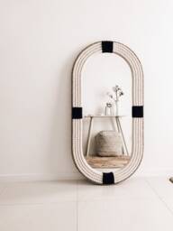 Oval Large - 120cm X 60cm Navy Nautical Hampton Coastal Rope Mirror Twisted Home Decor Wall Hanging - thumbnail 1