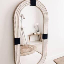 Oval Large - 120cm X 60cm Navy Nautical Hampton Coastal Rope Mirror Twisted Home Decor Wall Hanging - thumbnail 2