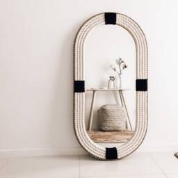 Oval Large - 120cm X 60cm Navy Nautical Hampton Coastal Rope Mirror Twisted Home Decor Wall Hanging - thumbnail 2