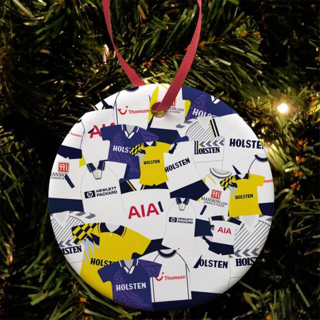 Spurs Kit Mash Retro Shirt Christmas Tree Decoration Bauble Flat Ceramic Great Gift Football Gifts Printed in The UK