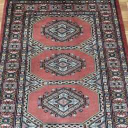 2.6x4 Pink Color Bokhara Rug - 0.80x1.20 Bedroom Luxury Area Turkish Fine Quality Afghan - thumbnail 3
