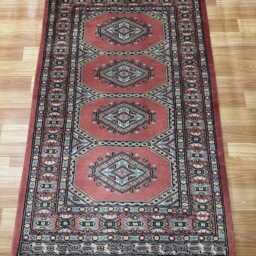 2.6x4 Pink Color Bokhara Rug - 0.80x1.20 Bedroom Luxury Area Turkish Fine Quality Afghan - thumbnail 2