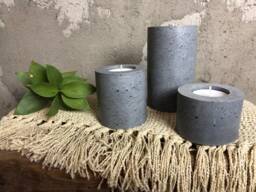 Concrete Tea Light Holder Set Modern Table Decor - thumbnail 1