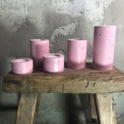 Concrete Tea Light Holder Set Modern Table Decor - thumbnail 4