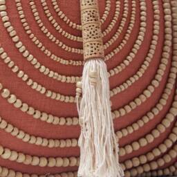 Rust Cotton Embroidered Bohemian, Bali Style Pillow Cover, Decorative Handmade Throw Cover, Cover Wlcc005 - thumbnail 3