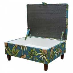 Plus Blue Monkey Footstool - Tropical Jungle Ottoman Handmade in Britain - thumbnail 2