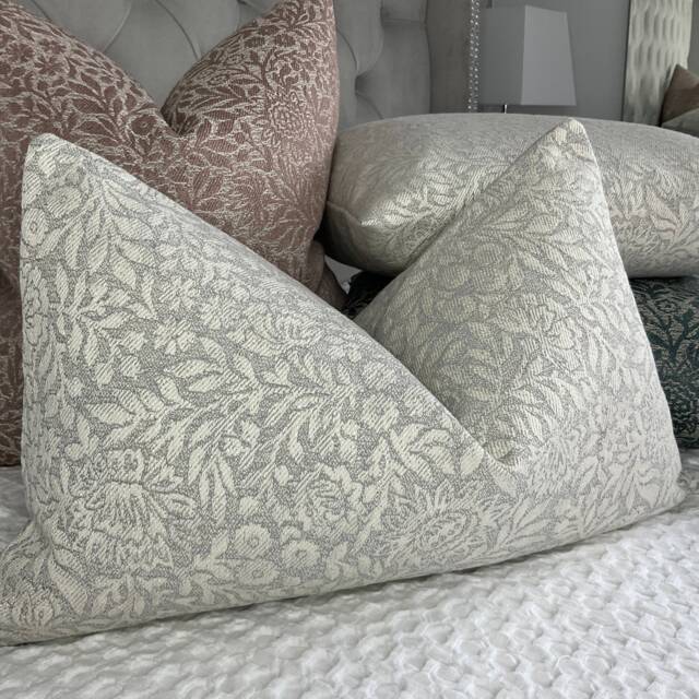 12x20 Floral Pillow Cover in John Lewis Fabric, Pale Grey - Handmade Rectangle Cushion Hidcote - image 1
