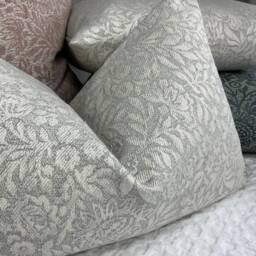 12x20 Floral Pillow Cover in John Lewis Fabric, Pale Grey - Handmade Rectangle Cushion Hidcote - thumbnail 2