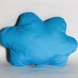 Cloud Cushion Doudou Cotton Blue Turquoise Print Feathers White Polka Dots Serene Face Too Cute Black Yarn Made in France - thumbnail 4