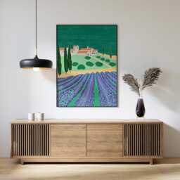Lavender Field Poster, Tuscan Landscape Print, Countryside Wall Art - thumbnail 2