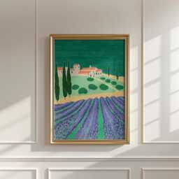Lavender Field Poster, Tuscan Landscape Print, Countryside Wall Art - thumbnail 3
