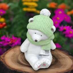 Sitting Teddy Statue Concrete Bear in A Hat Sculpture Stone Figure Outdoor Animal Ornament Teddy Lover Gift Christmas Decoration