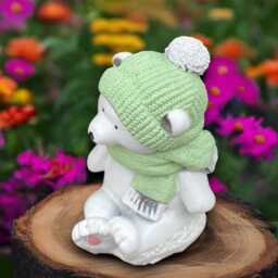 Sitting Teddy Statue Concrete Bear in A Hat Sculpture Stone Figure Outdoor Animal Ornament Teddy Lover Gift Christmas Decoration - thumbnail 2