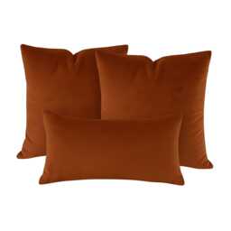 Burnt Orange Amber Velvet Cushion Covers - Soft Matt Size Choice, Square & Lumbar Pillows