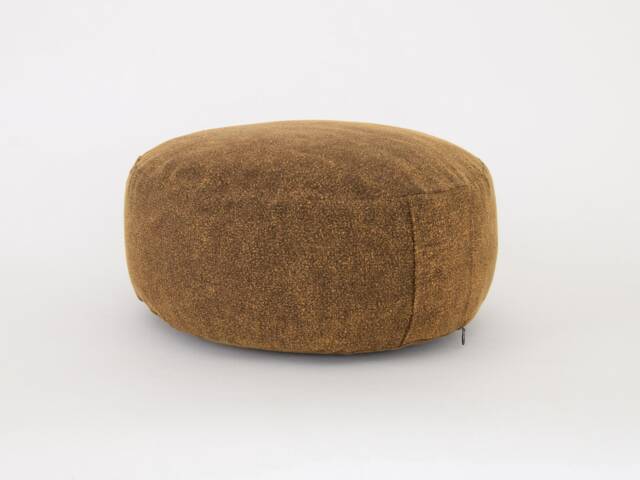 Kapok Filled Zafu Meditation Cushion, Stonewash Cotton Ottoman Pouf - image 1