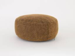 Kapok Filled Zafu Meditation Cushion, Stonewash Cotton Ottoman Pouf