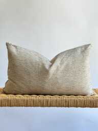 Vintage Hmong Hemp Pillow Cover Black Striped Lumbar, Bohemian Decor - thumbnail 1