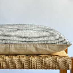 Vintage Hmong Hemp Pillow Cover Black Striped Lumbar, Bohemian Decor - thumbnail 3