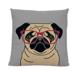 Fawn Pug With Glasses Pillow - Dog Decor Gift Funny Gift