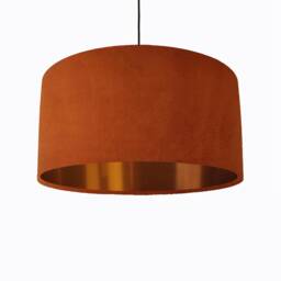 Burnt Orange Lampshade in Velvet With Copper Lining - thumbnail 2