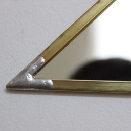 Triangle Mirror Brass Frame Handmade Wall Modern Gold Metal Border Isosceles - thumbnail 3