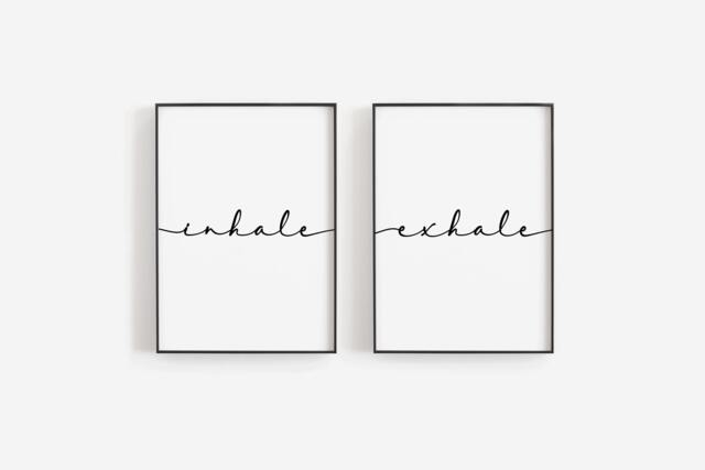 Yoga Wall Art, Inhale Exhale Set Of 2 Print, From A2 To A4, Studio Decor, Minimalist Modern & Clean Prints, Teacher Student - image 1