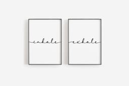 Yoga Wall Art, Inhale Exhale Set Of 2 Print, From A2 To A4, Studio Decor, Minimalist Modern & Clean Prints, Teacher Student - thumbnail 1
