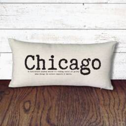Chicago - Pillow, Chicago, City Pillow, Original Poetry, Chicago Art, Gift Idea, Typewriter Font, Shabby Chic Word Pillow - thumbnail 2