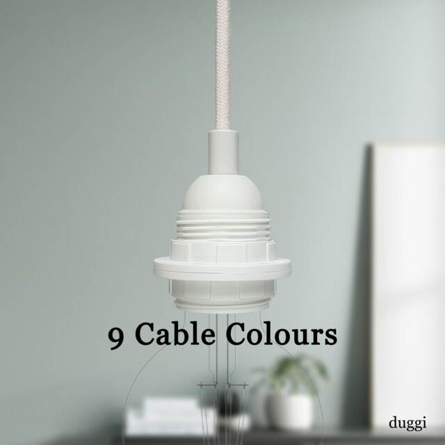 Plug in Pendant Light - White Threaded E27 Lamp Holder Hanging Fabric Cable Cord Reading, Ambient Or Mood Lighting - image 1