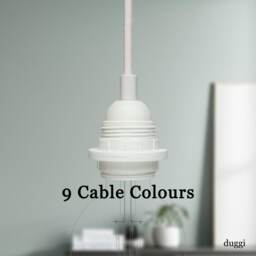 Plug in Pendant Light - White Threaded E27 Lamp Holder Hanging Fabric Cable Cord Reading, Ambient Or Mood Lighting - thumbnail 1