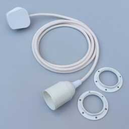 Plug in Pendant Light - White Threaded E27 Lamp Holder Hanging Fabric Cable Cord Reading, Ambient Or Mood Lighting - thumbnail 2
