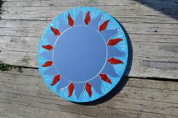 New Home Mirror, Large Sun Mirror, House Warming Gifts, Decorative Wall Sunburst Blue Round Anniversary Gifts - thumbnail 1