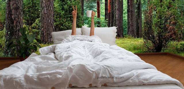 White Linen Bedding Set Natural Bedding Organic Rustic Linen Sheets Full Size King Duvet Cover - image 1