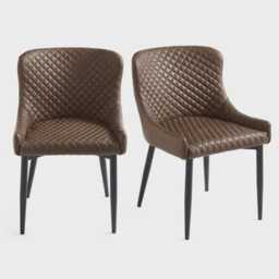 Yarm Dining Chair, Brown Faux Leather - thumbnail 2