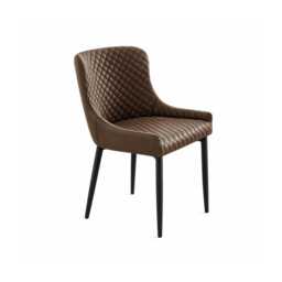 Yarm Dining Chair, Brown Faux Leather - thumbnail 1