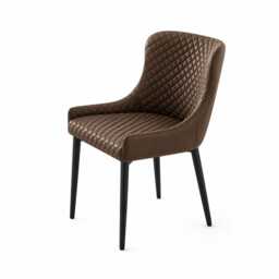 Yarm Dining Chair, Brown Faux Leather - thumbnail 3