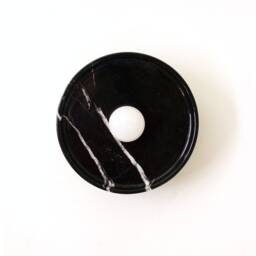 Black Veined Marble Round Minimalist Wall Fixture Light & Gold Sconce Modern Lighting Vanity - thumbnail 2