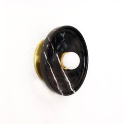 Black Veined Marble Round Minimalist Wall Fixture Light & Gold Sconce Modern Lighting Vanity - thumbnail 3