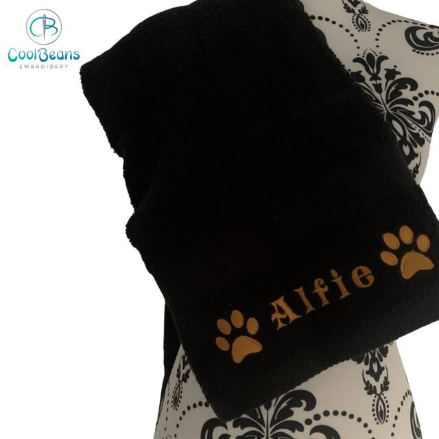 Dog Towels - Paws Side Personalised Font B - image 1