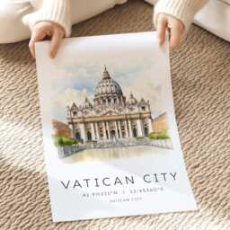 Vatican City Art Print, Travel Poster, Italy Prints, St Peter's Basilica, Print Gally, Gifts - thumbnail 2