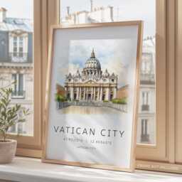 Vatican City Art Print, Travel Poster, Italy Prints, St Peter's Basilica, Print Gally, Gifts - thumbnail 3