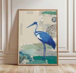 Blue Heron Bird Poster - Coastal Wildlife Wall Art Modern Nature Illustration Print Minimal Animal Decor - thumbnail 1