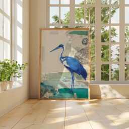 Blue Heron Bird Poster - Coastal Wildlife Wall Art Modern Nature Illustration Print Minimal Animal Decor - thumbnail 4