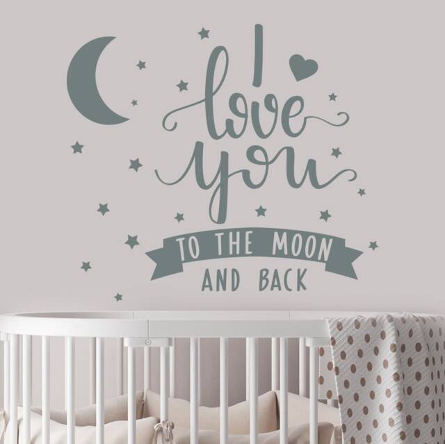 Wall Decal Quote. I Love You To The Moon & Back Decal. Star Quote Sticker. Nursery Art. For Ma237 - image 1