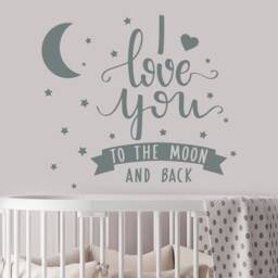 Wall Decal Quote. I Love You To The Moon & Back Decal. Star Quote Sticker. Nursery Art. For Ma237 - thumbnail 1
