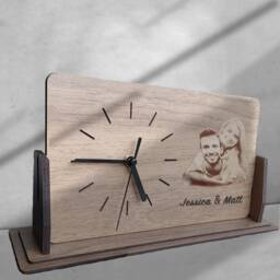 Custom Photo Clock/Personalized Wooden Desk Clock Anniversary Gift - thumbnail 2