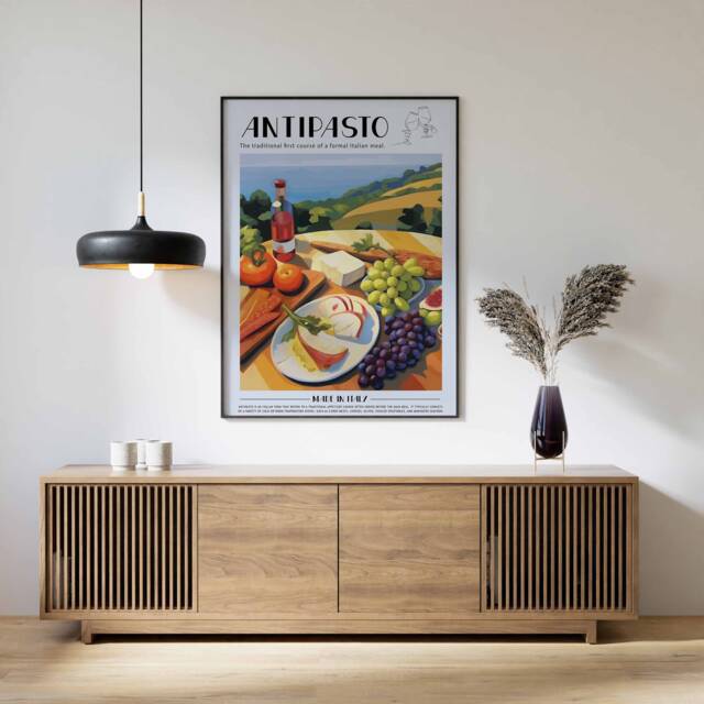 Italian Food Poster, Antipasto Print, Italy Kitchen Decor, Art, Wall Decor - image 1