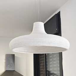 Handmade Ceramic Pendant Light Carved Texture, Off White Lampshade - thumbnail 3